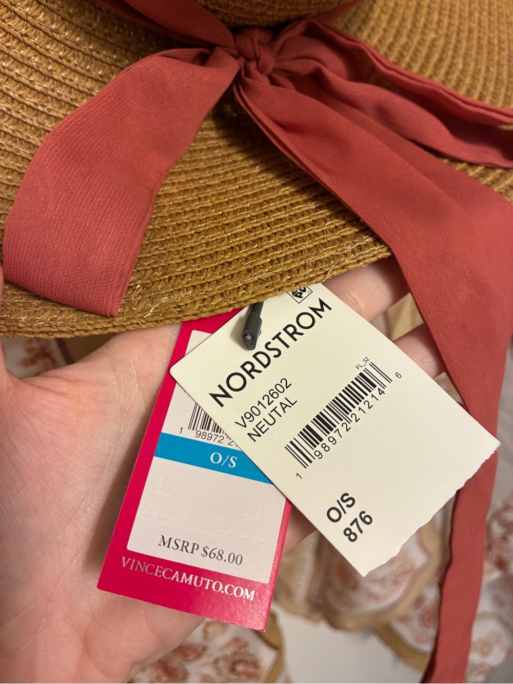 Vince Camuto Straw Sun Hat and Peach Floral Kimono Set. New With Tags. - Picture 3 of 6